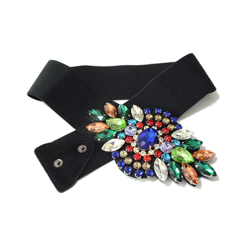 Nouveau style avec bande élastique, robe décorative incrustée de strass, ceinture large pour femmes_voghion.com