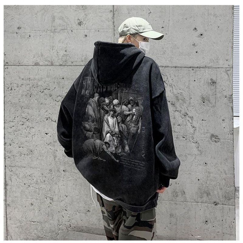 High Street Vibe Fleece Thickened Sweater Men's Ruffian Handsome High Sense_voghion.com