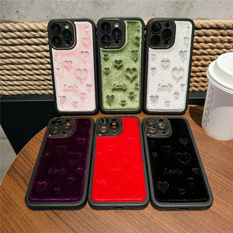 Custodia per telefono 3D Love Heat Soft Touch Fu Fo iPhone 15 14 Plus 12 13 11 Po Max Camea Placcatura Pellicola in vetro Protezione_voghion.com