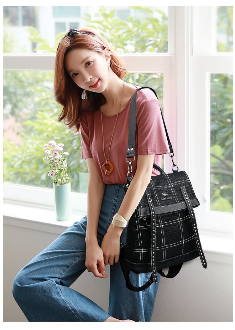 Mochila de piel de vaca con bordado de cuero genuino, nueva edición coreana, versátil, para mujer, con uno o dos hombros_voghion.com