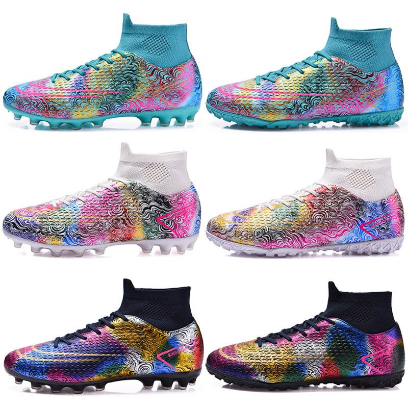 Scarpa da calcio alta per ragazzi e ragazze Human grass AG scarpe da allenamento per campus in pelle con unghie lunghe_voghion.com