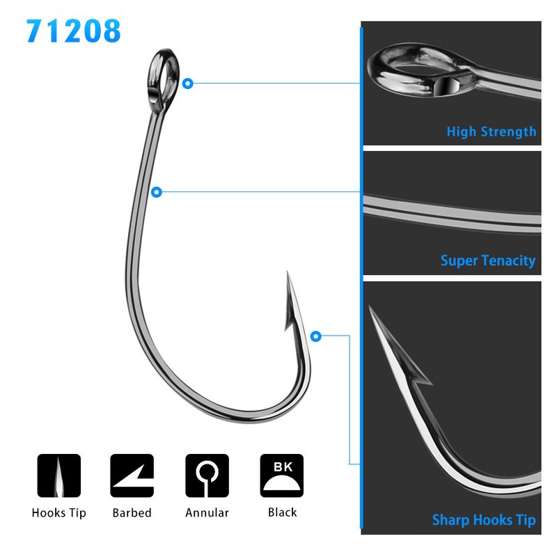 Sea High Carbon Steel Fishing Naked Brown Black Fly Hair Barbed Circle Single Hook_voghion.com