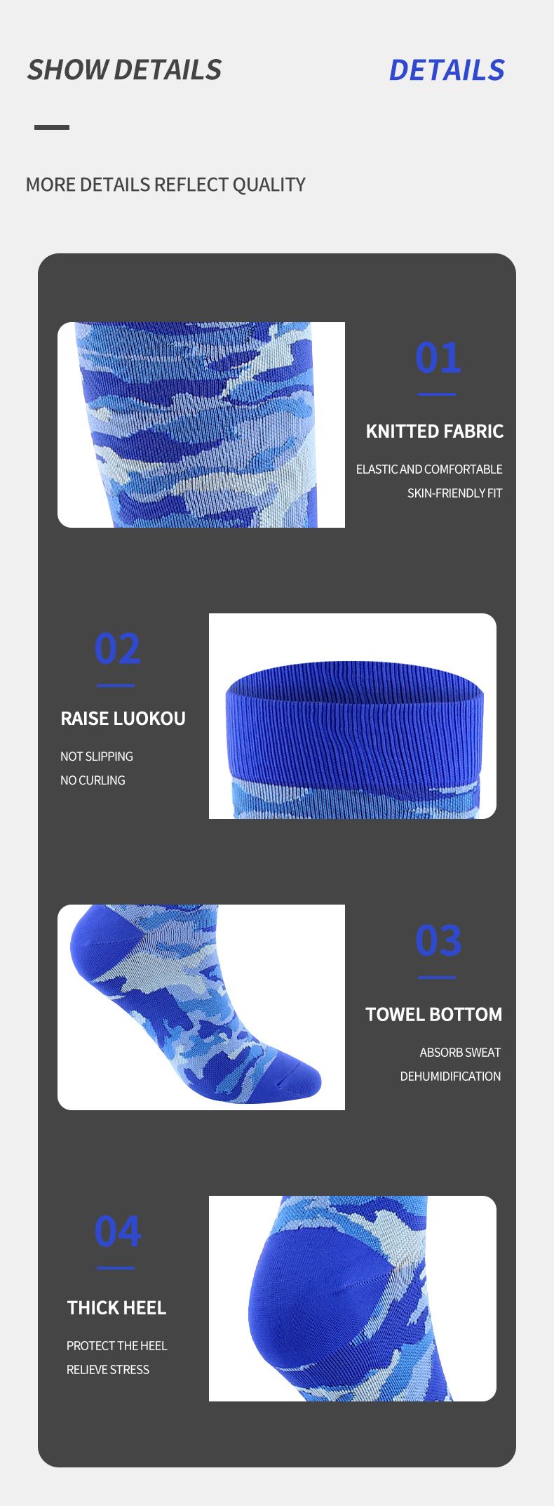 Sokken, leggings voor buitensporten, druksokken, camouflage, gestreepte compressiesokken, casual sportsokken, halfhoge kuitsokken, directe verkoop in de fabriek_voghion.com