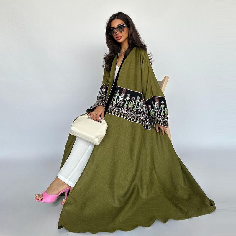 Women's Clothing Middle East Cardigan Embroidery Embroidered Robe_voghion.com