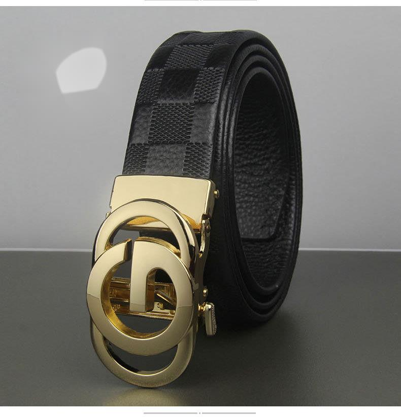 New Foreign Trade Hot Selling Belt For Men's Head Layer Automatic Letter G-button Checkered Lychee Pattern Cowhide Pants Belt_voghion.com