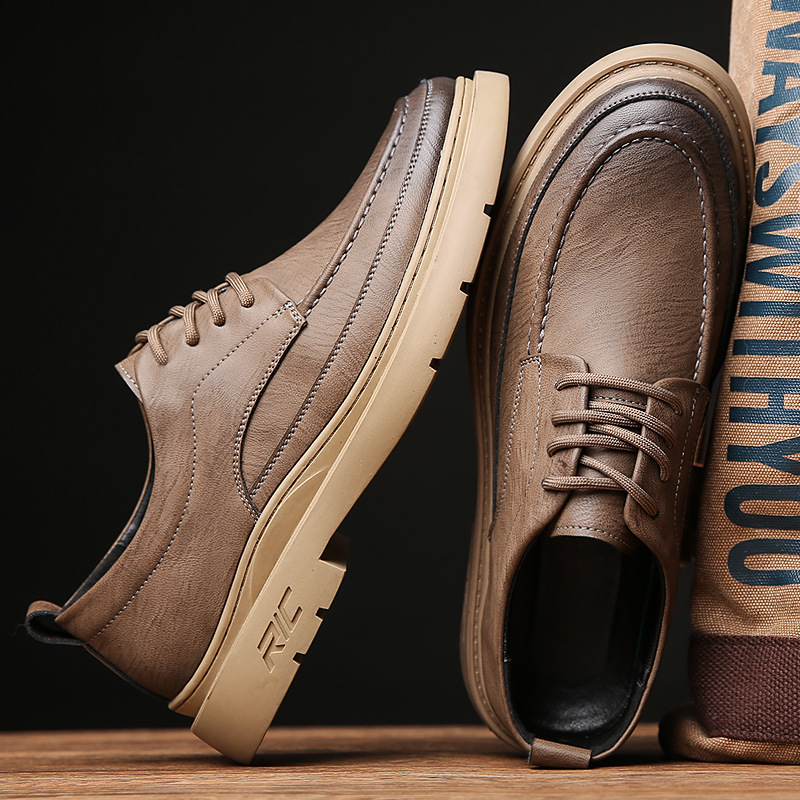 Suitable For All Seasons 2024 Spring Summer Loafers Men's Casual Driving Soft Sole Fashion Lace-up Versatile Sports Leather Shoes_voghion.com