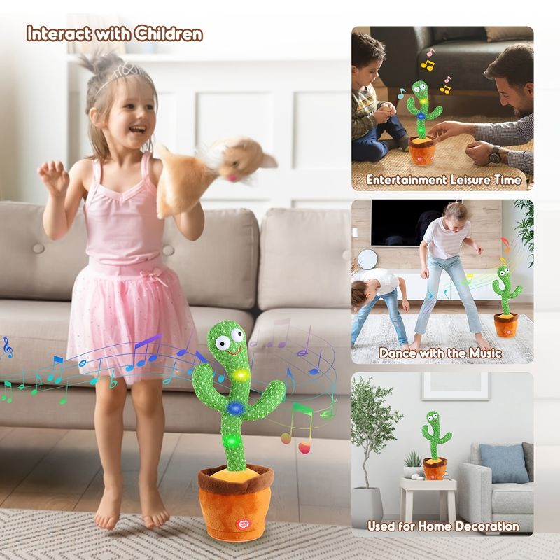 Tanzender Kaktus für Babys, Sprechendes Kaktusspielzeug, Zappelnder Singender Kaktus, Wiederholen Sie, was Sie sagen, Spielzeug für Jungen, Plüsch-Elektro-Sprechkaktus, Baby-Mädchen, 15 Sekunden_voghion.com