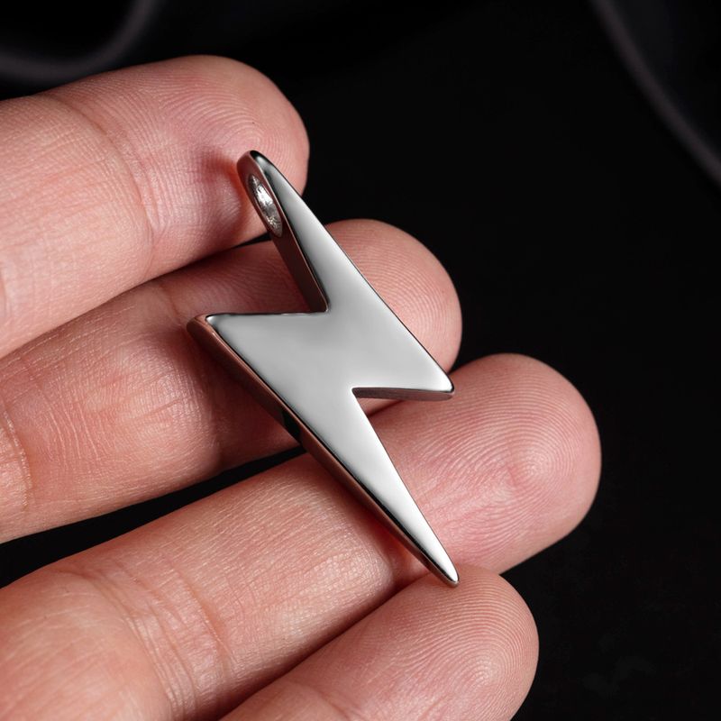 Men's Jewelry Creative Fashion Versatile Lightning Stainless Steel Trendy Men's Necklace_voghion.com