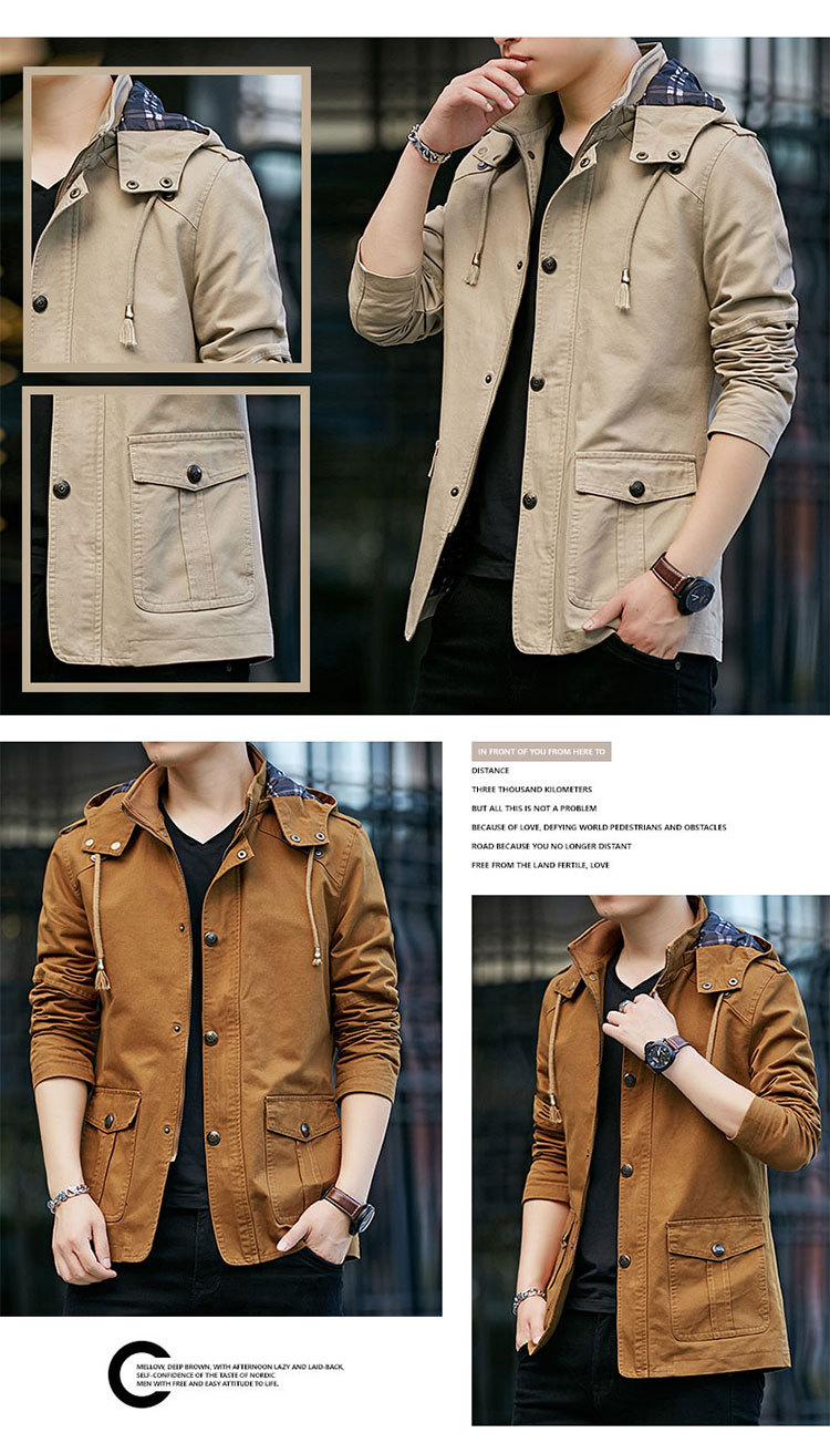 Giacca di media lunghezza da uomo con cappuccio e vestibilità slim_voghion.com