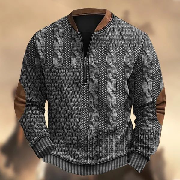 Felpa con cerniera a mezza zip 3D da uomo, manica lunga, stampata 2024_voghion.com