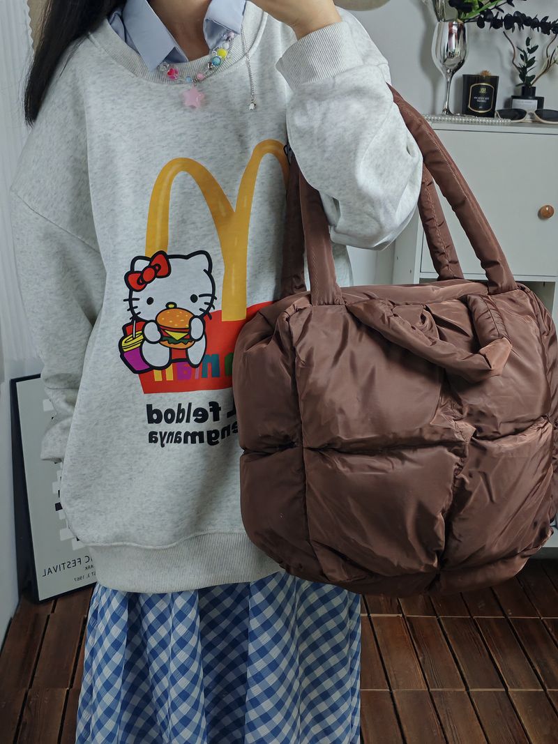 Borsa tote di alta qualità a forma di diamante, morbida in cotone, grande capacità, per donna, 2024, nuova borsa a tracolla versatile sottobraccio per autunno e inverno_voghion.com