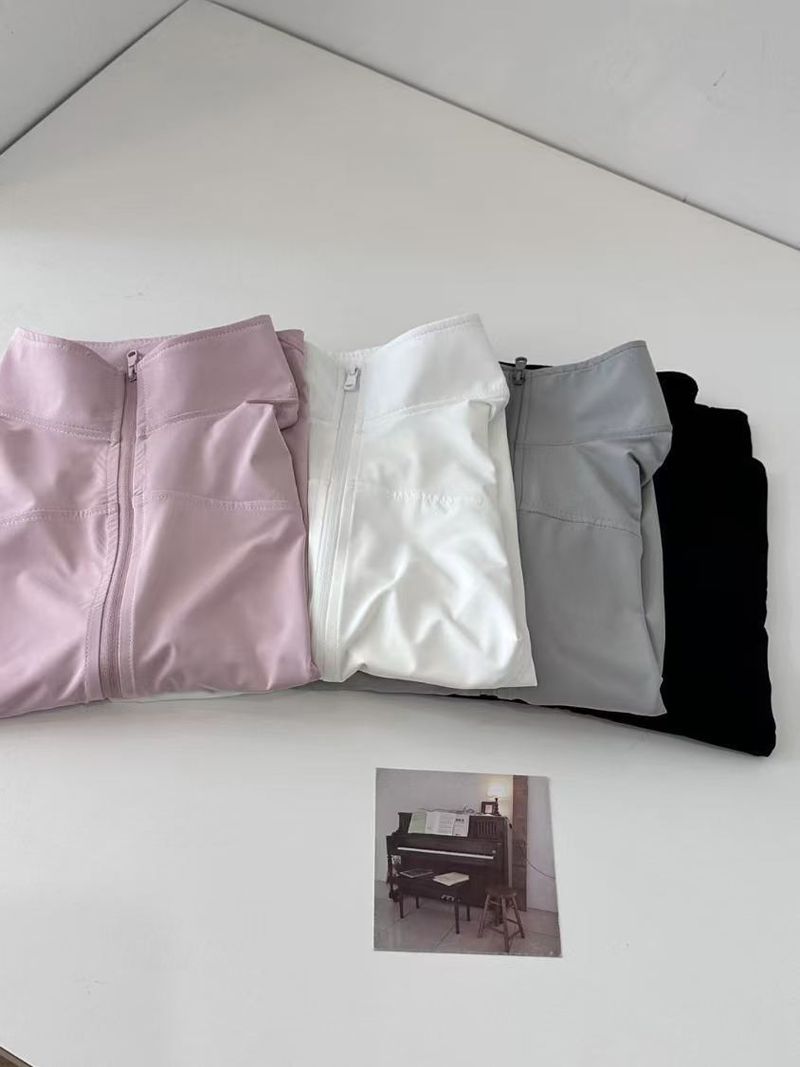 Maglietta da yoga estiva da donna, sottile, per ciclismo, corsa, all'aperto, con protezione UV, in seta ghiaccio e colletto rialzato, ad asciugatura rapida_voghion.com