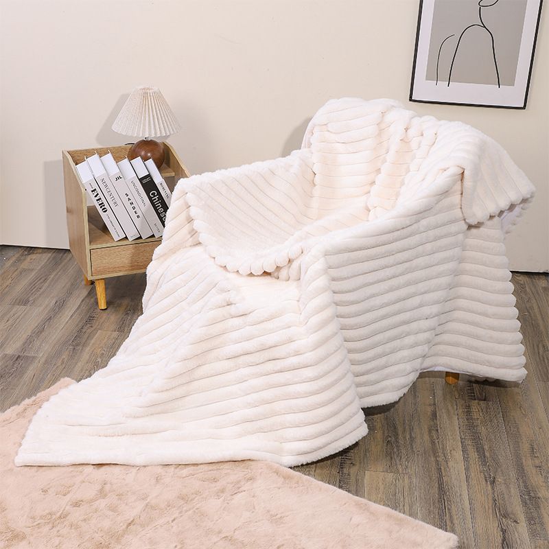 Double layer thick warm blanket office rabbit fur nap blanket home sofa cover plush blanket_voghion.com