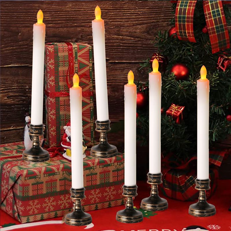 THIKIN Flammenlose LED-Kerzen mit Fernbedienung – Dekorative Lichter mit langem Stab für Hochzeit, Kirche, Weihnachten, Heimdekoration_voghion.com