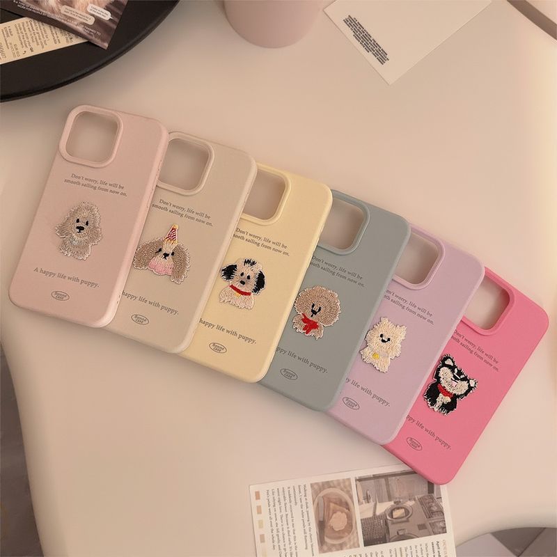 Ületamatult kvaliteetne Embroider Puppy Iphone 16 mobiiltelefoni kest iPhone 15, 13, 12, silikoon, 14, stereo, 15Pro Max jaoks_voghion.com