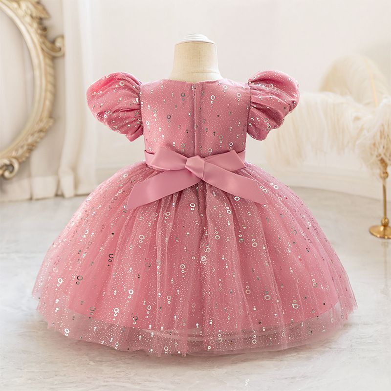 2024 nouvelle robe d'hôte pour enfants robe de soirée pour fille de fleur d'un an robe de princesse florale à manches bouffantes robe en gaze en stock_voghion.com