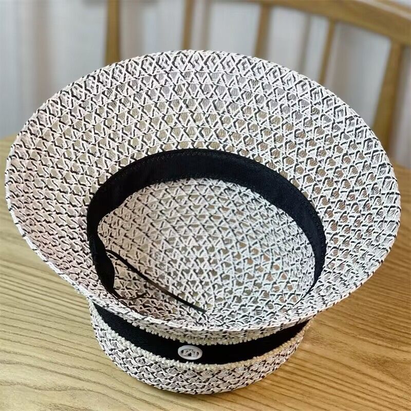 Unisex Temperament letters bucket Fisherman hat Straw hat children outing shade white basin hat tide_voghion.com