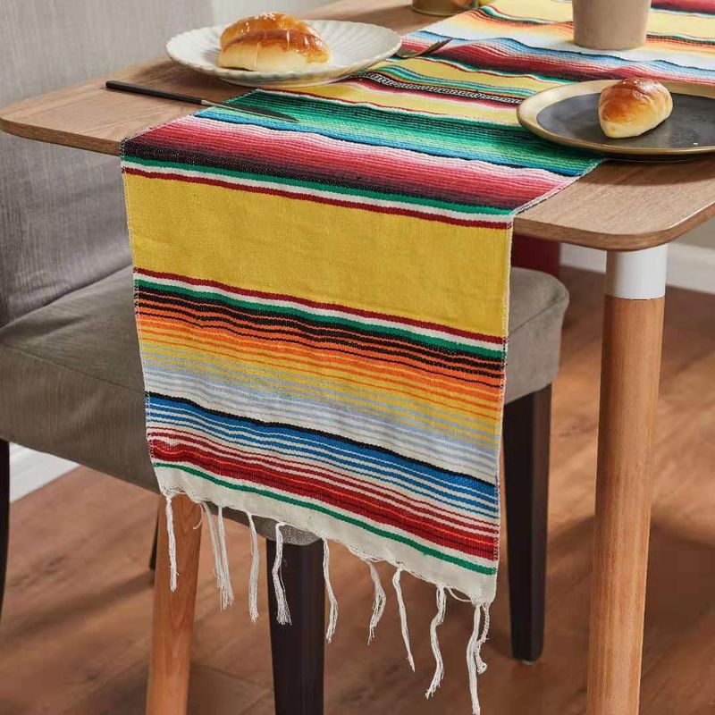 Bandera de mesa Mantel mexicano Manta mexicana a rayas Manta mexicana Mantel étnico Manta aborigen_voghion.com