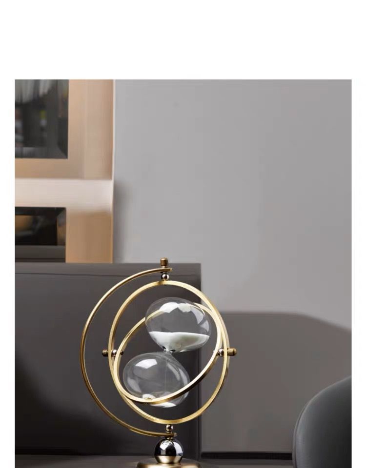 Luxuriöse, hochwertige 3D-Sanduhr aus Metall als Tischdekoration für Wohnzimmer, Weinschrank, Büro oder Zuhause_voghion.com