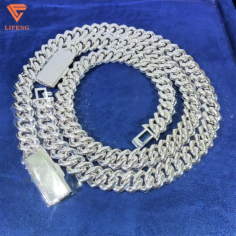 14mm VVS Moissanite Dia Iced Out Link Chain Custom White Gold Plated Fine Jewelry Cuban Charm Necklace For Women_voghion.com