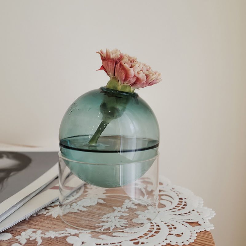 Living Room Decoration Glass Vase Home Decore Vases for Flowers Modern Nordic Spherical Hydroponic Tabletop Vase Transparent_voghion.com