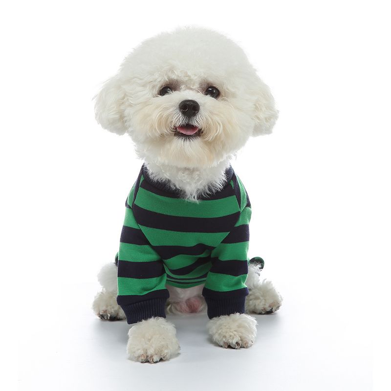 Kleine einzelne Katze Pyjamas Herbst Winter warm gestreiften Muster Pet Supplies Hundekleidung_voghion.com