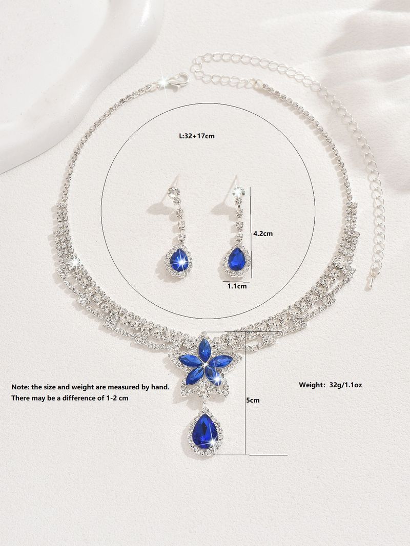 Set di gioielli da donna, set di gioielli alla moda, collana con stella a cinque punte in cristallo rosso, orecchini, set di gioielli da sposa_voghion.com