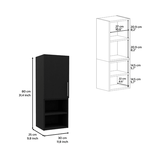 Cairo Medicine Single Door Cabinet, Two External Shelves, Two Interior Shelves_voghion.com