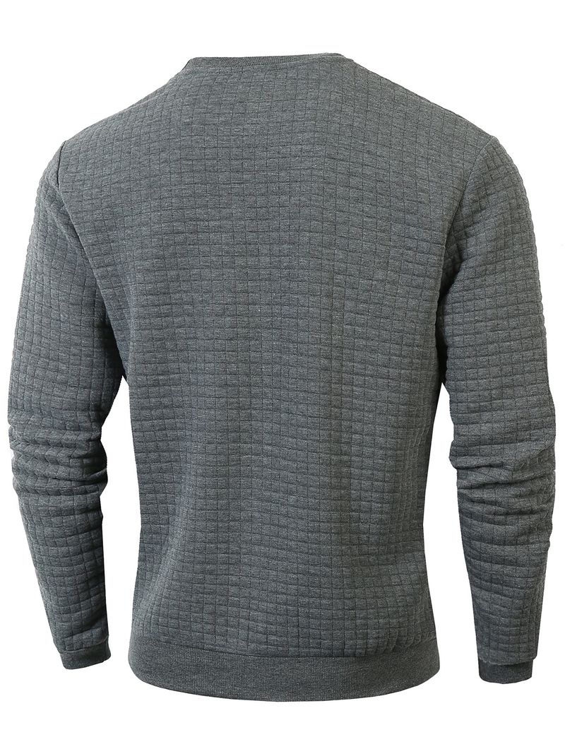 Ropa para hombre, otoño e invierno, camisa informal ajustada para hombre, camiseta de manga larga con cuello redondo y diseño de gofre_voghion.com