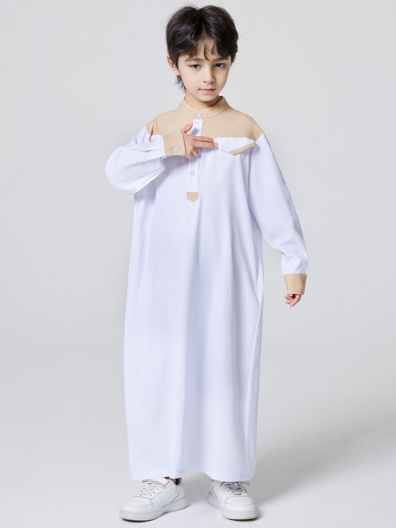 Jonge Meisjes Kleding Midden-Oosten Dubai Turkse Jongen Gewaad Deur Kraag Knoop Gewaad_voghion.com