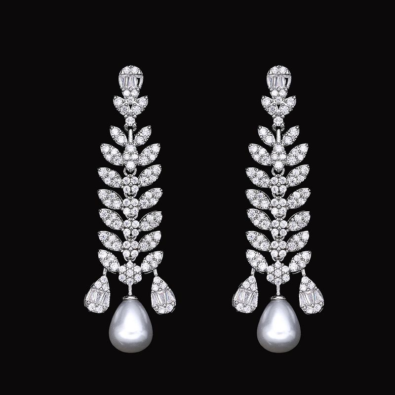 2024 Nuovo set di 4 collane e orecchini di perle con zirconi cubici per donna, set di gioielli da sposa Dubai con zirconi, regalo_voghion.com
