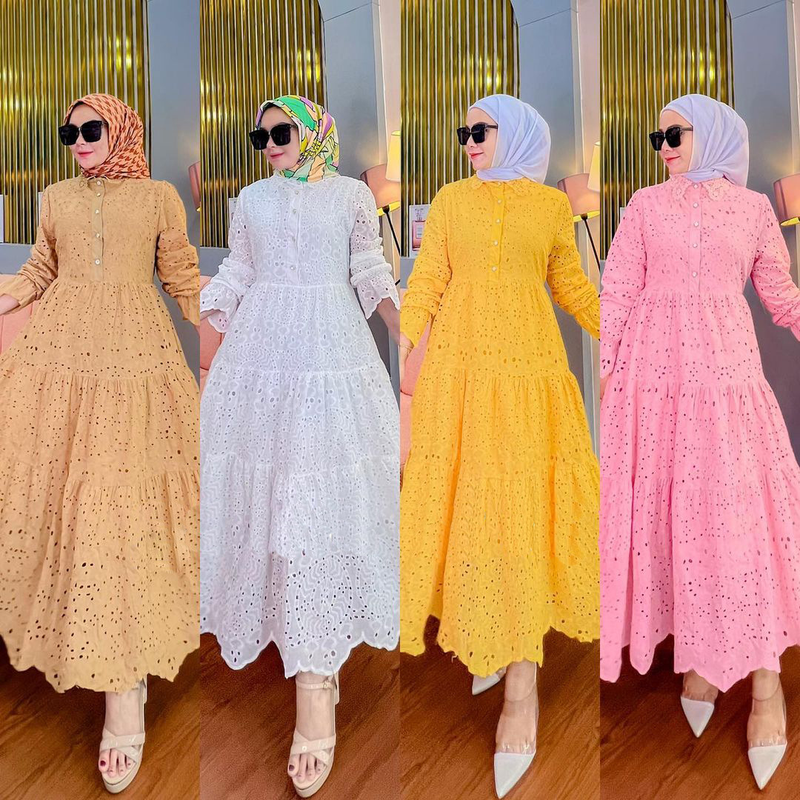 Abito in pizzo cavo ricamato da donna musulmana indonesiana_voghion.com