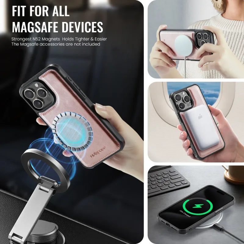 Custodia per telefono con porta carte magnetico staccabile con blocco RFID, mini portafoglio per iPhone 16 13 12 Pro Max 15 14 Plus, custodia in pelle PU_voghion.com