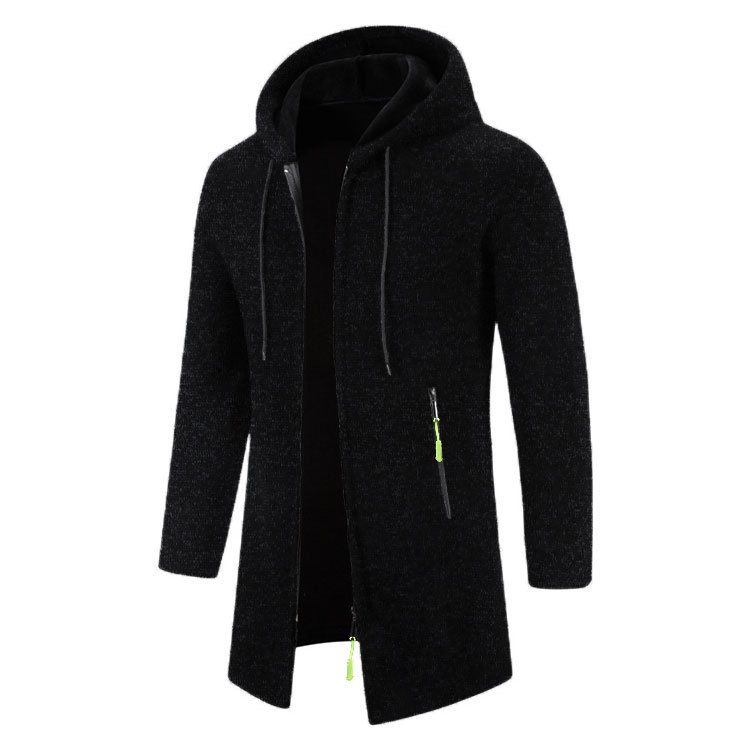 Giacca da uomo con cappuccio, taglia media e lunga, sottile, larga, in felpa, sottile, cardigan lavorato a maglia_voghion.com