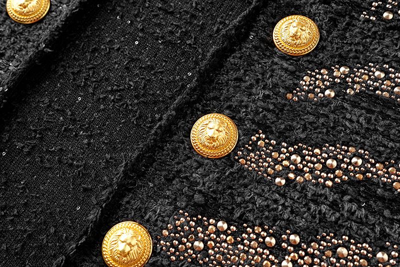 Ropa de mujer Otoño e invierno Moda de lana Chaqueta tipo cárdigan de diamantes calientes Abrigo Chaleco sin mangas Temperamento Falda de cadera Traje_voghion.com