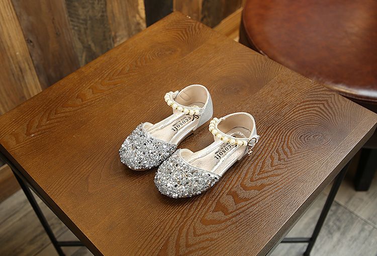 Children's Leather Shoes Girls Performance Shoes Silver Princess Shoes Spring Shiny Girls Shoes Girls Crystal Sequin Shoes_voghion.com