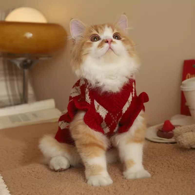 Clothes Sweater Cat Ragdoll Gradient Cute Pet Winter Style Kitten Anti-Shedding Autumn Outfit_voghion.com