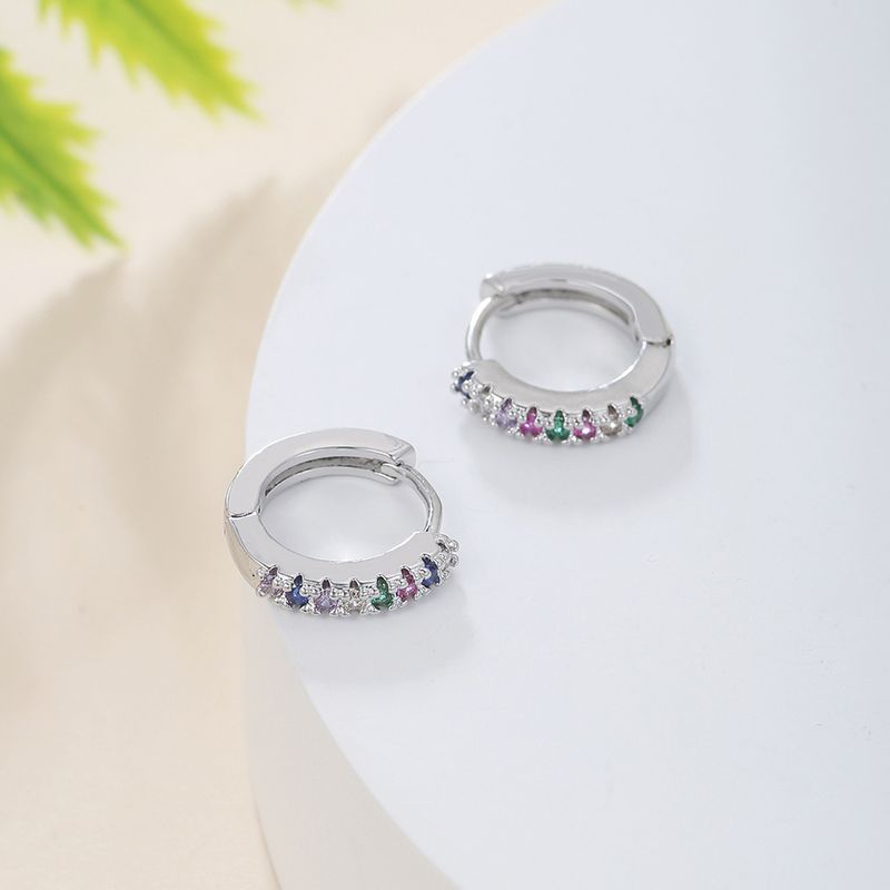 Popular Color Zircon Ear Buckle Micro-inlaid Geometric Ear Ring Temperament Simple Personality Earrings_voghion.com