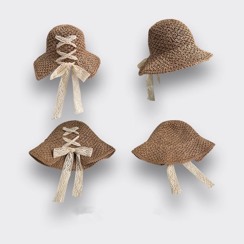 Japanischer Spitzengurt Sommer Strandhut Kinder Reise Urlaub Fee Strohhut Faltbarer Sonnenhut Flut_voghion.com