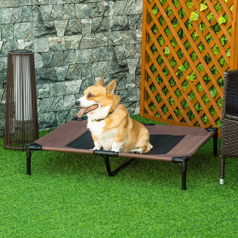 Hundeliege Outdoor Kühlend Für Große Hunde, Metallrahmen, 92x18cm, Kaffee-Braun_voghion.com
