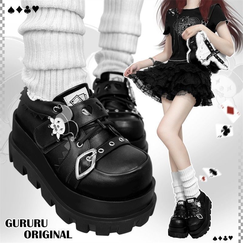 Weird Poker GURURU Original Y2k Subculture Clown Poker Theme Punk Hottie Soft Soled Thick Soled Shoes_voghion.com
