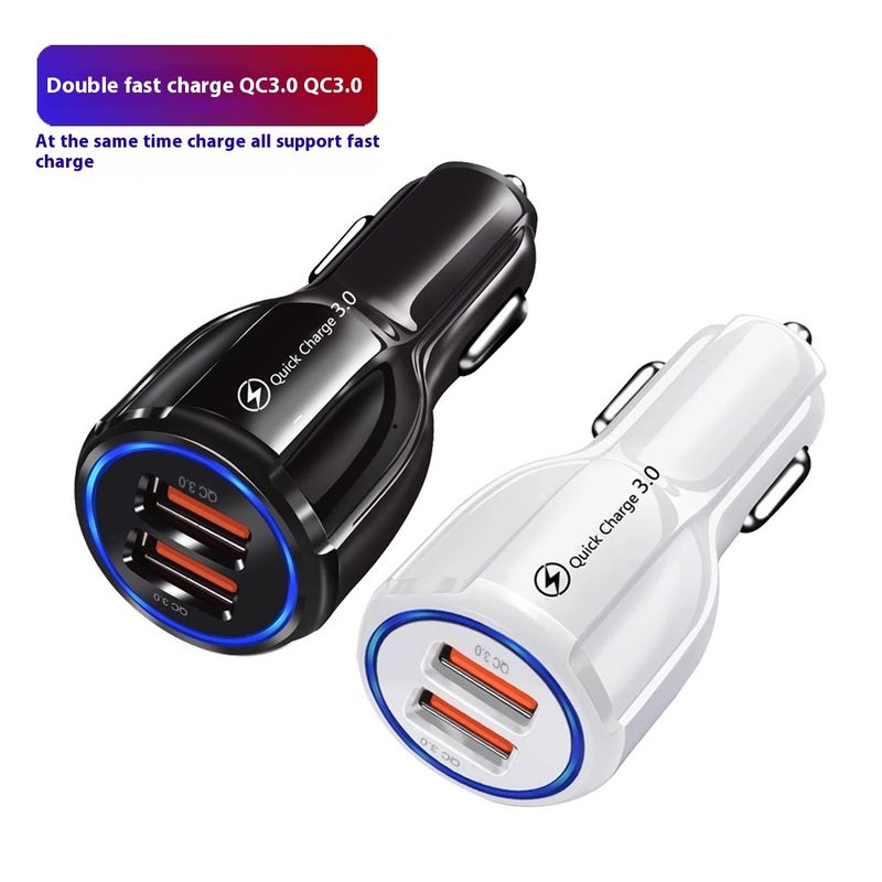 Cargador de teléfono para automóvil con carga rápida USB dual QC3.0 de 36 W y 6 A para festivales de música, adecuado para teléfonos Samsung y Huawei_voghion.com