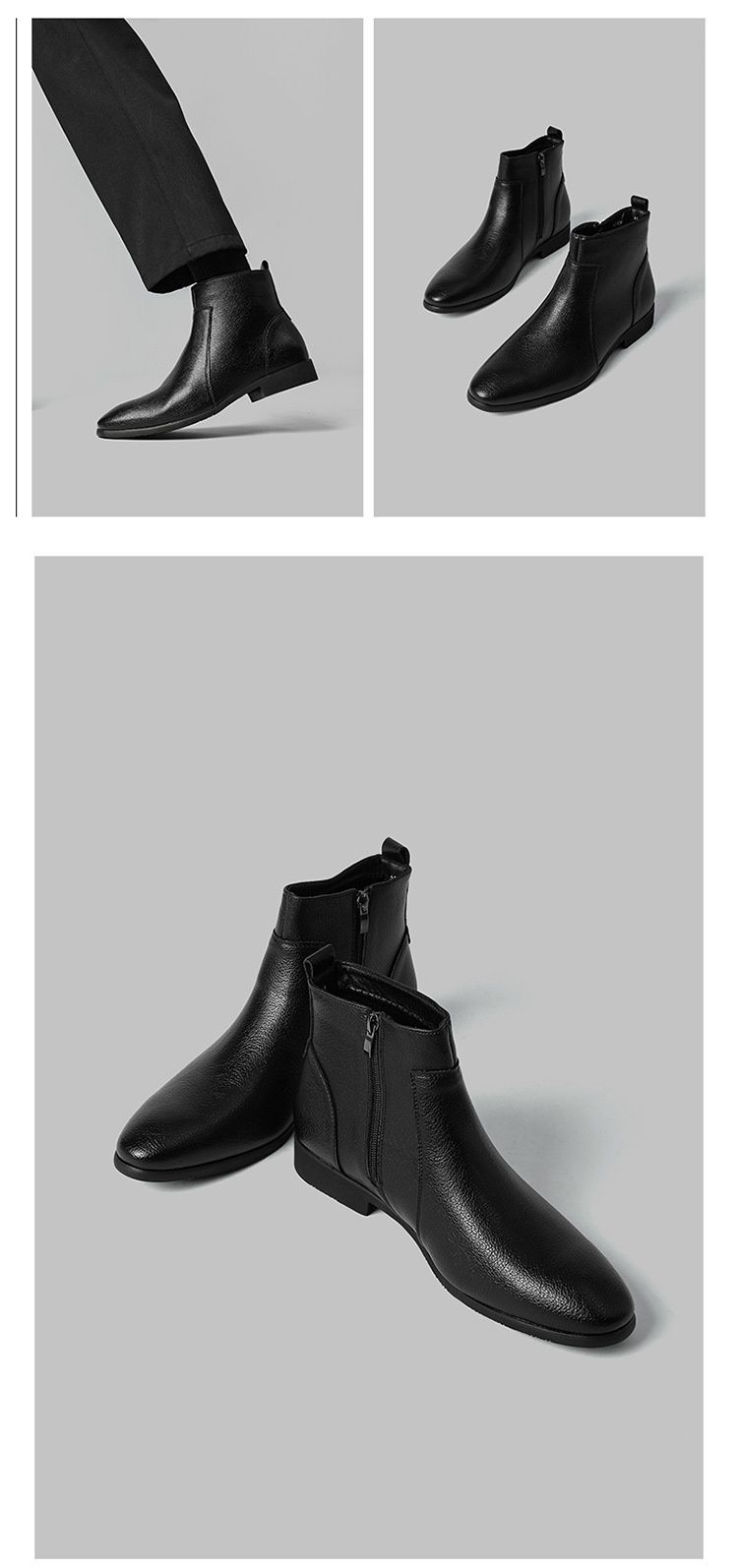 Glide Glide Autunno Inverno Nuovo Uomo Semplice Sottile Morbido Pelle Business Ufficio Europeo Americano Cerniera Laterale Stivaletti Corti Taglia Grande_voghion.com