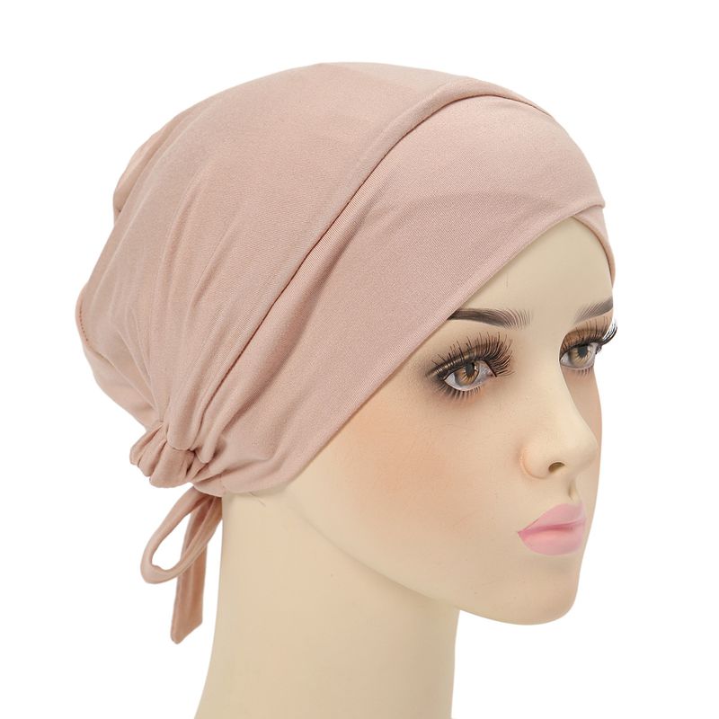 new multi-color satin lining turban hat drawstring bottom hat forehead cross strap hood_voghion.com