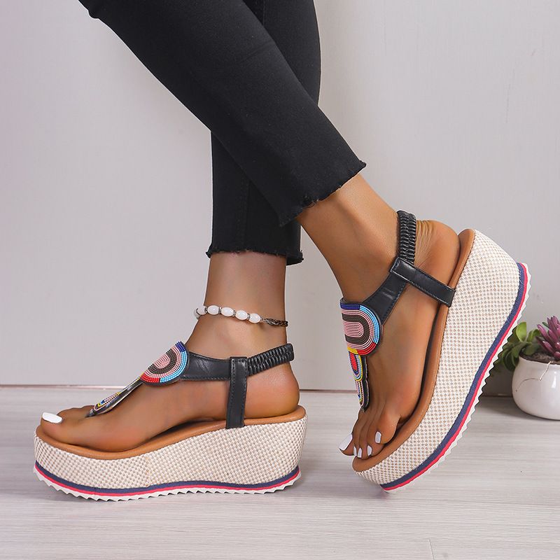 New Fashion Trend Pinched Elastic Platform Platform High Heel Comfortable Plus-size Sandals_voghion.com