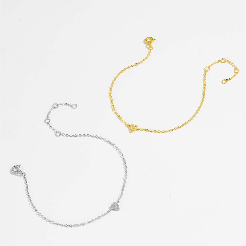 Sterling Silver Heart Bracelet Multi-Adjustable Clasp For Women Simple Versatile Zircon Wedding Jewelry Accessories_voghion.com