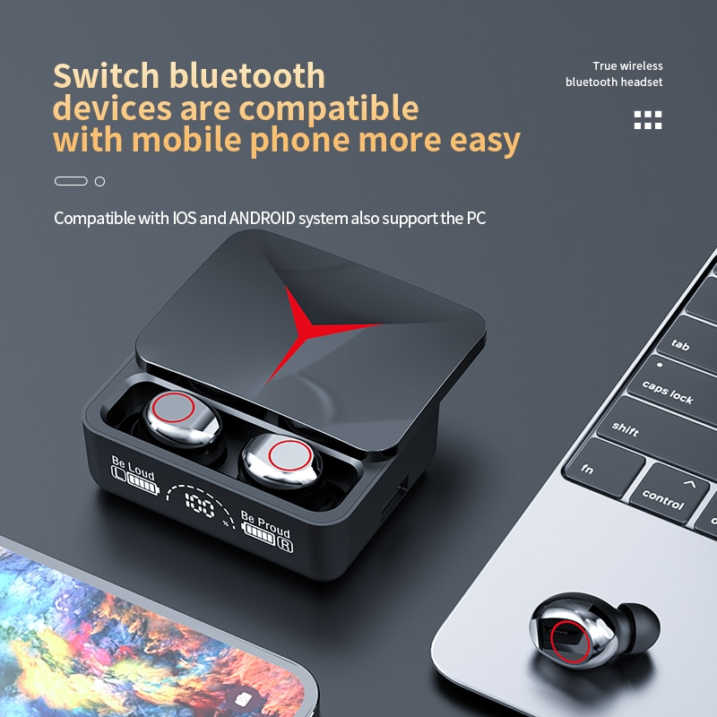 M90 TWS Cuffie wireless Auricolari da gioco Bluetooth 5.3 Auricolari sportivi Cuffie musicali_voghion.com