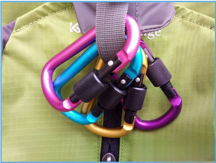 Outdoor Multifunctional Carabiner Hook Quickdraw D-shaped Aluminum Alloy Keychain Backpack Water Bottle Security Buckle_voghion.com