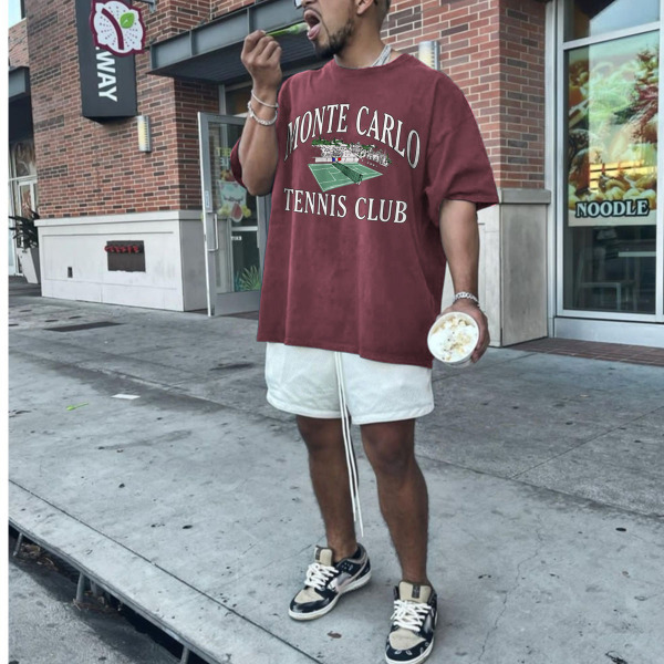 Camiseta holgada de talla grande para hombre, camiseta informal de calle a la moda con estampado de letras, Top de manga corta para hombre gordo_voghion.com