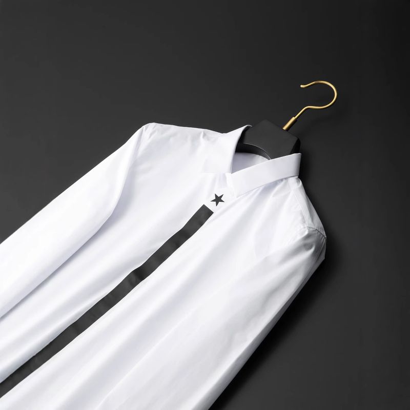 Unbeatable Quality Minimalist And Trendy Summer New Style Door Tube Pentagonal Star Vertical Strip Pressed Glue Printed Long Sleeved Shirt_voghion.com